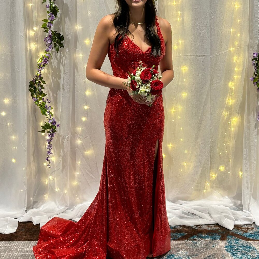 Gown Womens 10 Sequins Mermaid Lace Up Formal Prom Glam Hollywood Never Altered
